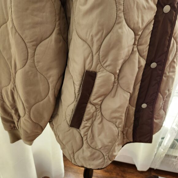 NEW Noisy May Quilted Oversized Jacket Womens M Green Maggy Snap Button Coat - Picture 4 of 14